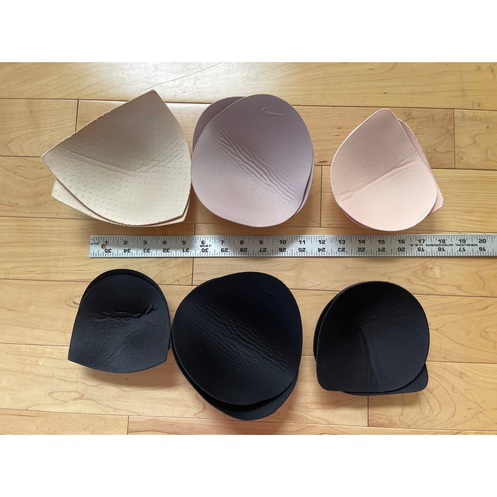 Nike and Unbranded Replacement Bra Pads Inserts Bundle 6 Pairs Black Tan Pink